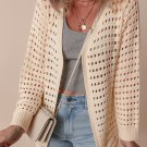 Apricot Solid Color Open Knit Duster Cardigan