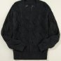 Black Hollow Out Knit V Neck Drop Shoulder Sweater