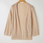 Apricot Hollow Out Knit Drop Shoulder Open Front Cardigan