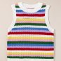 Multicolour Striped Knitted Eyelet Slim Sweater Vest
