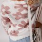 White Textured Flower Drop Shoulder Loose Sweater