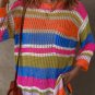 Orange Stripe Colorblock Hollowed Crochet 3/4 Sleeve Sweater