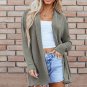 Moss Green Corded Open Front Knit Cardigan