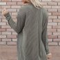 Moss Green Corded Open Front Knit Cardigan