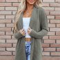Moss Green Corded Open Front Knit Cardigan