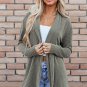 Moss Green Corded Open Front Knit Cardigan