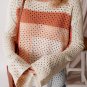 Apricot Pointelle Knit Colorblock Baggy Sweater
