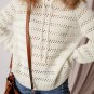 White Pointelle Knit Raglan Sleeve Hooded Sweater