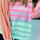Multicolour Gradient Ribbed Edge Loose Sweater