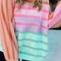 Multicolour Gradient Ribbed Edge Loose Sweater