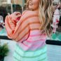 Multicolour Gradient Ribbed Edge Loose Sweater