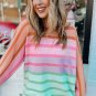 Multicolour Gradient Ribbed Edge Loose Sweater