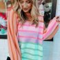 Multicolour Gradient Ribbed Edge Loose Sweater