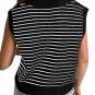 Black Stripe Turn-down V Neck Sweater Tank Top