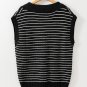 Black Stripe Turn-down V Neck Sweater Tank Top