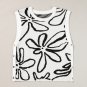 White Button Sides Sleeveless Floral Knitted Top