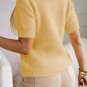 Yellow Cream Cute Flower Applique Short Sleeve Sweater