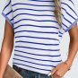 Sky Blue Stripe Knitted Bat Sleeve T Shirt