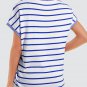 Sky Blue Stripe Knitted Bat Sleeve T Shirt