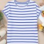 Sky Blue Stripe Knitted Bat Sleeve T Shirt