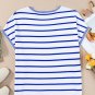 Sky Blue Stripe Knitted Bat Sleeve T Shirt