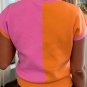 Flamingo 2-tone Color Block Knit Cap Sleeve Sweater Top