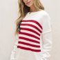 White American Flag Cable Knit Drop Shoulder Sweater