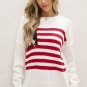 White American Flag Cable Knit Drop Shoulder Sweater