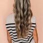Apricot Stripe Boxy Knitted Round Neck Sweater Tank