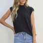 Black Solid Color Cable Knit High Neck Sweater Vest