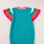 Turquoise Contrast Flutter Sleeves Knitted Sweater T Shirt