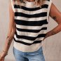 Black Stripe Ribbed Trim Knitted Sweater Vest