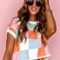 Grapefruit Orange Color Block Cap Sleeve Sweater