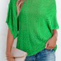 Green Pointelle Knit Scallop Edge Short Sleeve Top