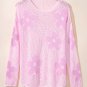 Light Pink Big Flower Hollowed Knit Drop Shoulder Sweater