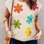 White Flower Crochet Round Neck Knitted Top