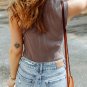 Smoke Gray Ribbed Crew Neck Sweater Vest