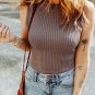 Smoke Gray Ribbed Crew Neck Sweater Vest