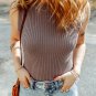 Smoke Gray Ribbed Crew Neck Sweater Vest