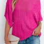 Rose Red Pointelle Knit Scallop Edge Short Sleeve Top