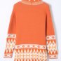 Orange Printed Aztec Print Open Front Knitted Cardigan