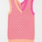 Strawberry Pink Contrast Chevron Knit V Neck Sweater Vest