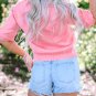 Bonbon Mom Tinsel Front Short Sleeve Sweater