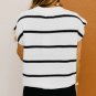 White Striped Batwing Sleeve Sweater Tee