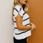 White Striped Batwing Sleeve Sweater Tee