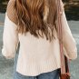 Parchment Cable Knit Color Block Side Splits High Neck Sweater