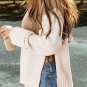 Parchment Cable Knit Color Block Side Splits High Neck Sweater