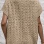 Light French Beige Cable Knit Turtleneck Batwing Sleeve Sweater
