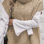 Light French Beige Cable Knit Turtleneck Batwing Sleeve Sweater
