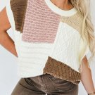 Multicolor Colorblock Mix Textured Sweater Tee